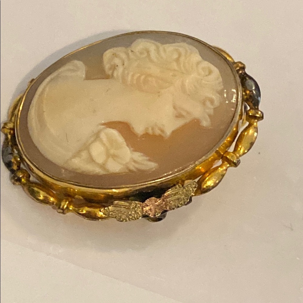 Vintage 12K Gold filled Cameo Brooch/ Pendant Hand Carved AD Marked - Picture 15 of 15